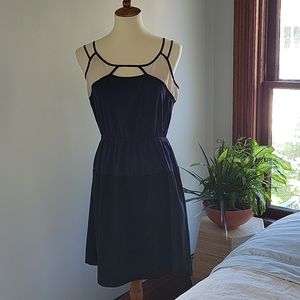 Black navy white dress